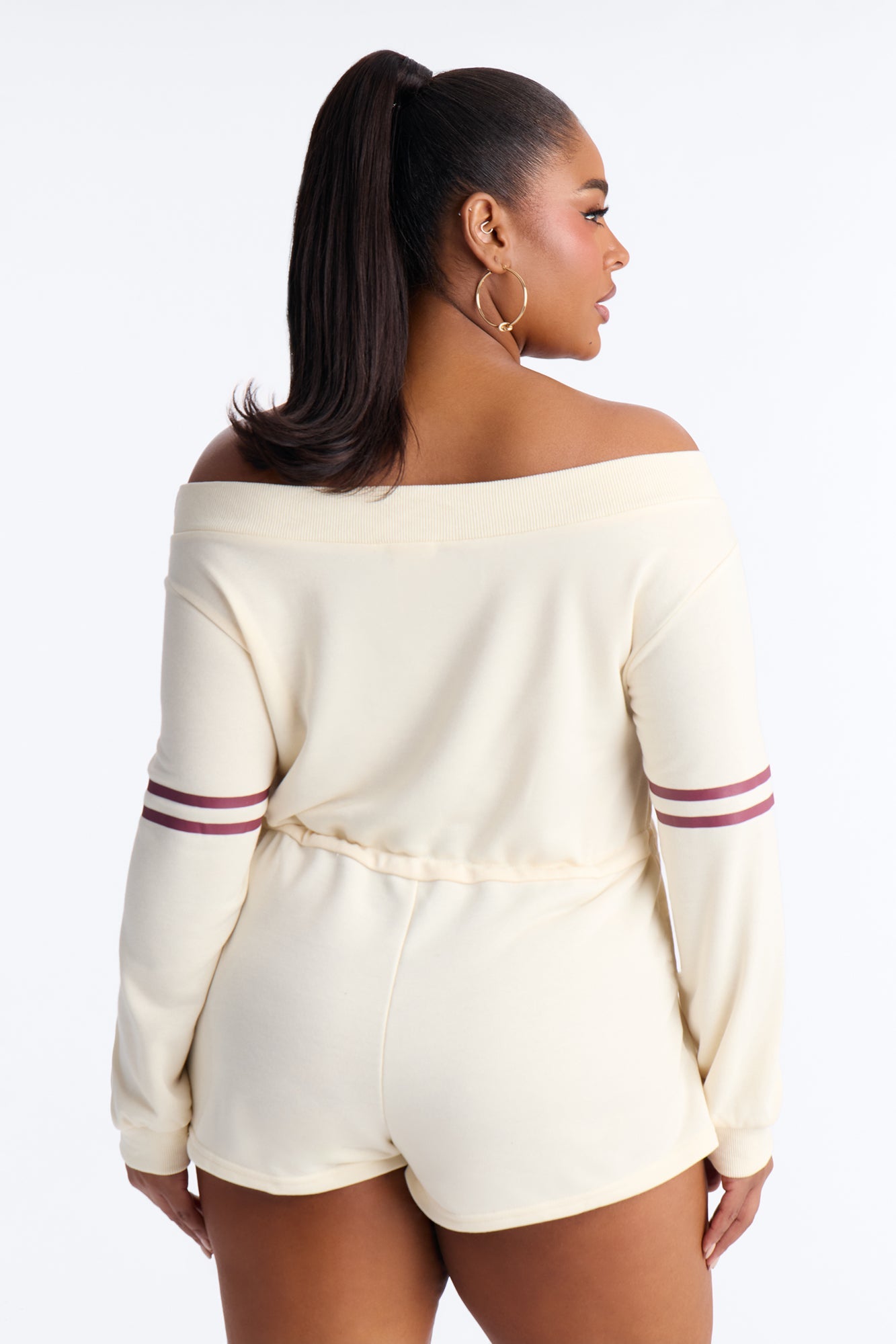 New York Off Shoulder Romper - Cream