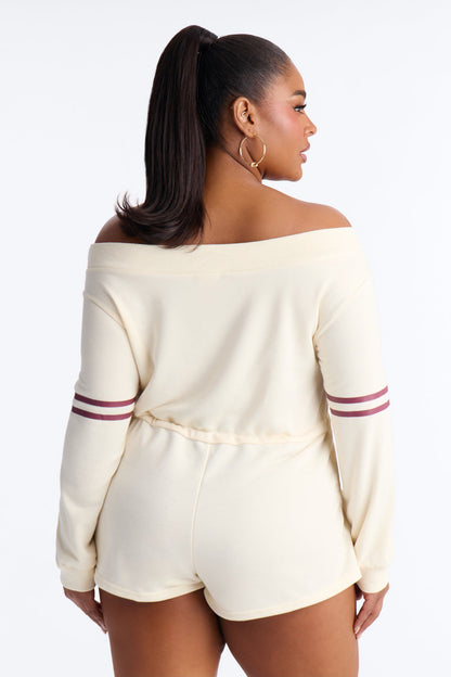 New York Off Shoulder Romper - Cream