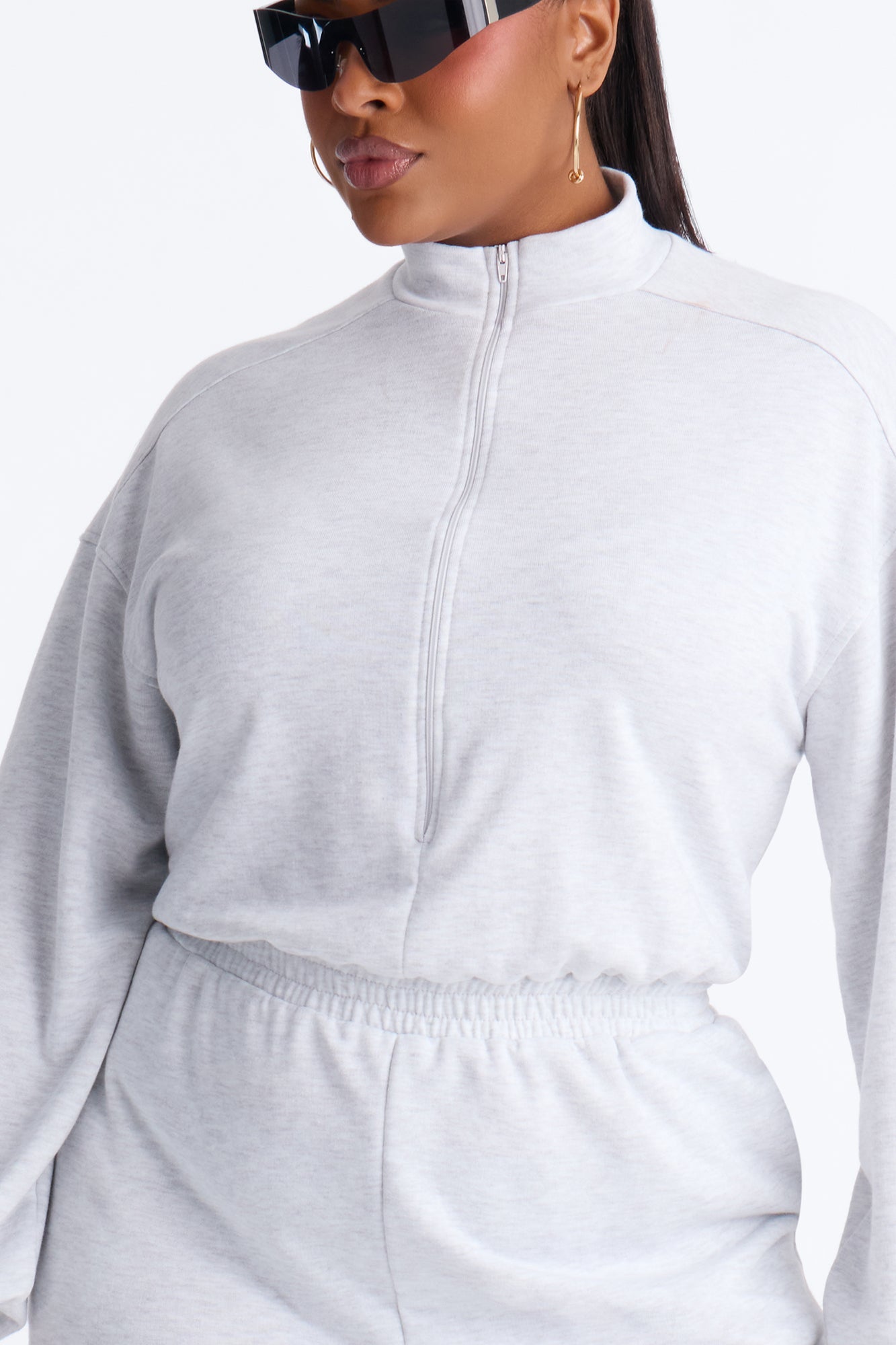 Fawn French Terry Jogger Jumpsuit - Heather Grey