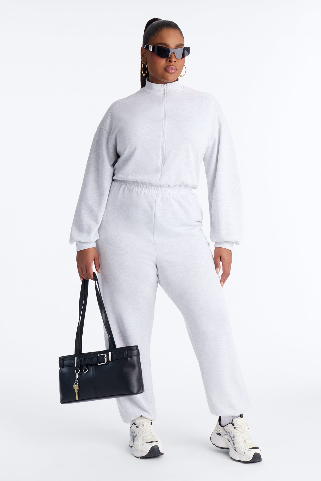 Fawn French Terry Jogger Jumpsuit - Heather Grey
