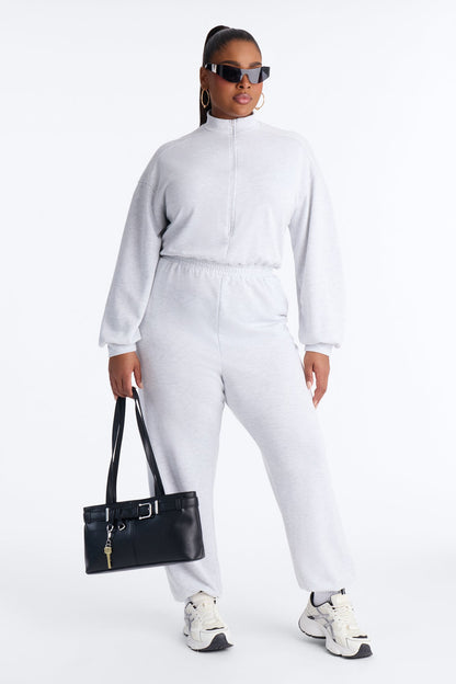 Fawn French Terry Jogger Jumpsuit - Heather Grey