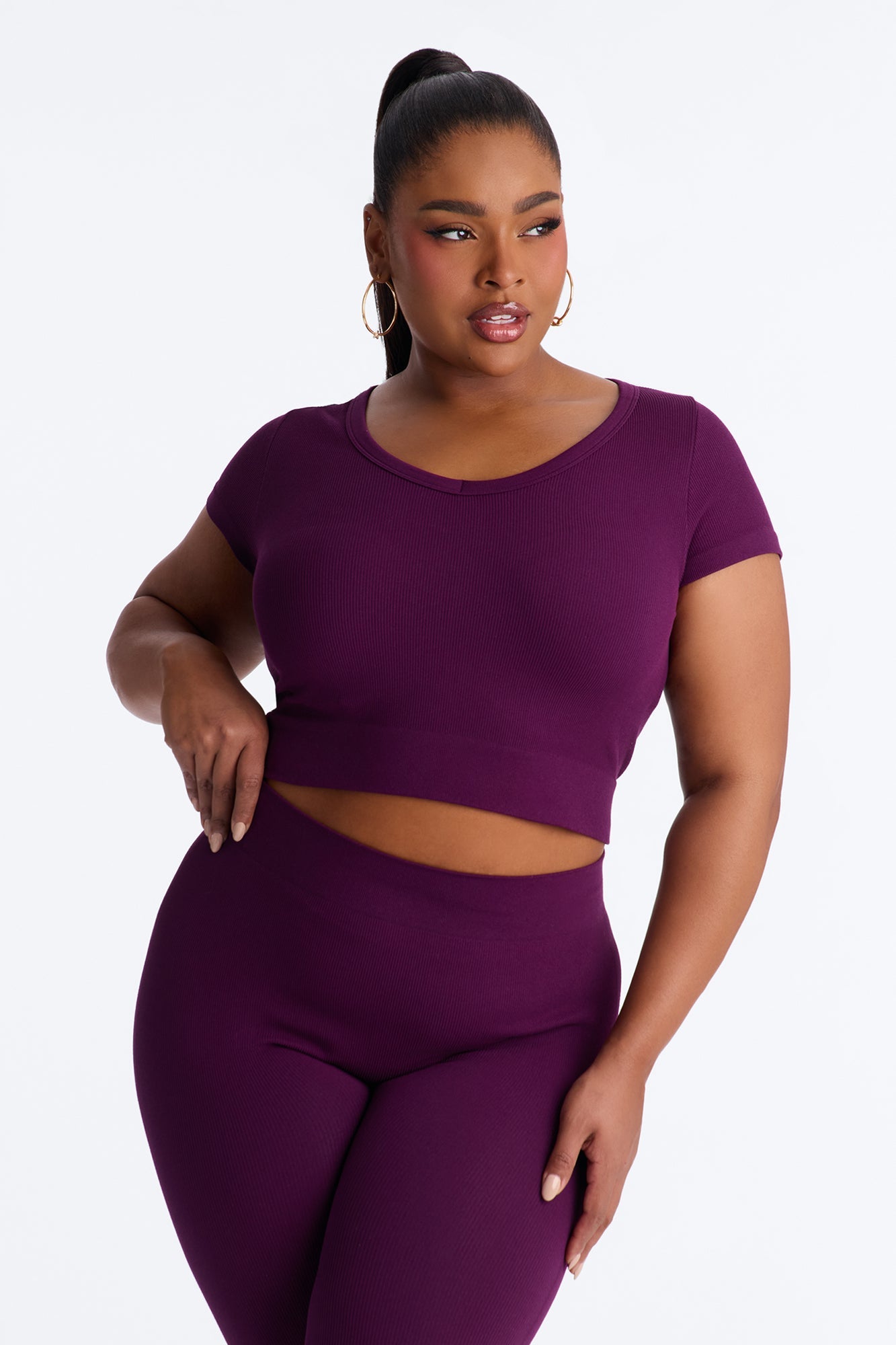 Alisa Seamless Legging Set - Eggplant