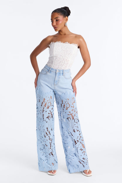 Lilou Wide Leg Jeans - Light Wash
