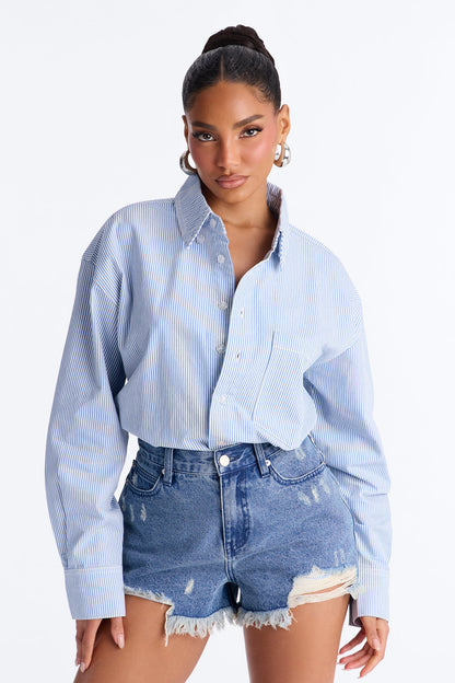 Farmers Market Cutie Striped Romper - Blue