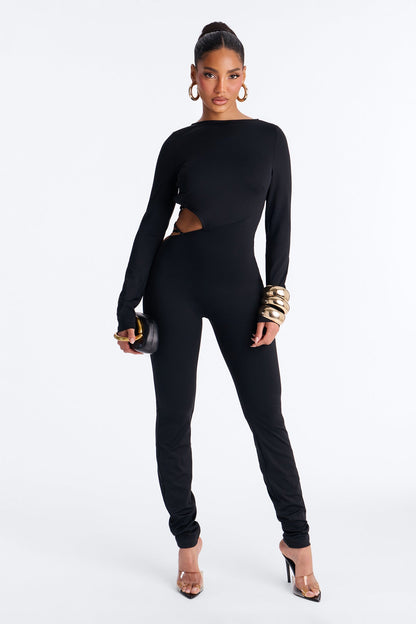 Lee Lace Up Skinny Leg Jumpsuit - Black