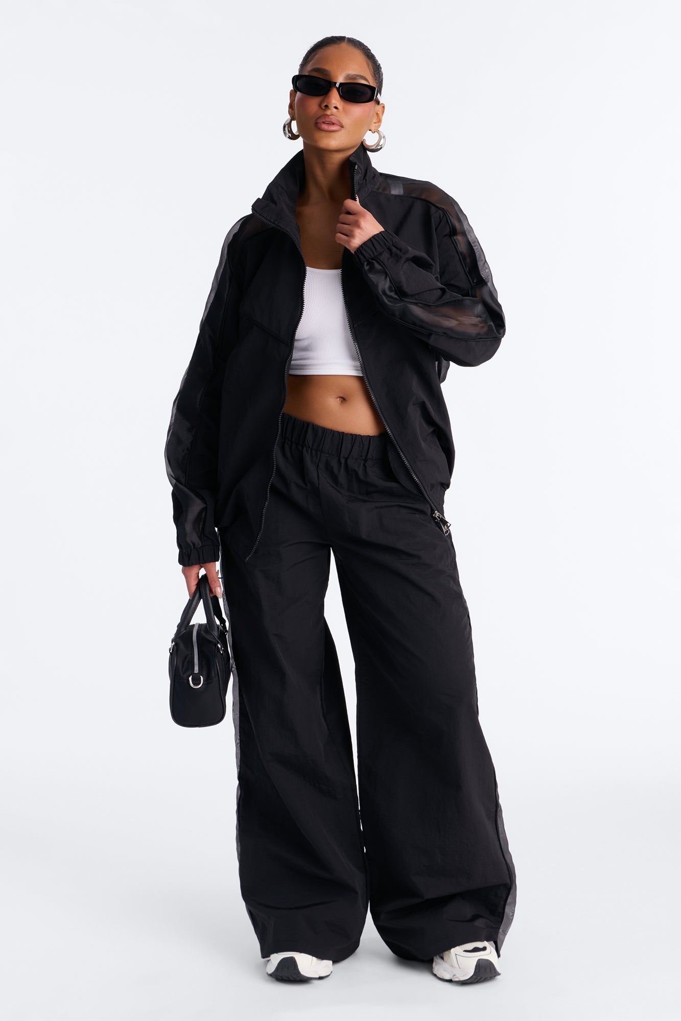 No Days Off Sheer Windbreaker Jacket - Black