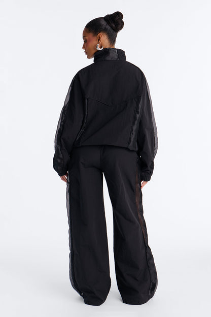 No Days Off Sheer Windbreaker Jacket - Black