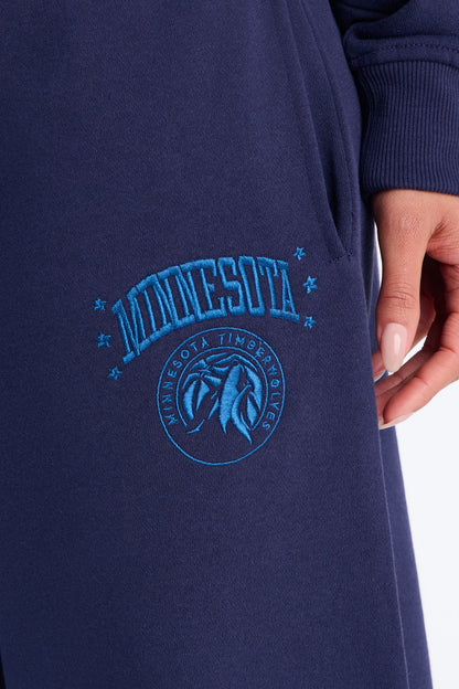 NBA Minnesota Timberwolves Fleece Wide Leg Pants - Navy