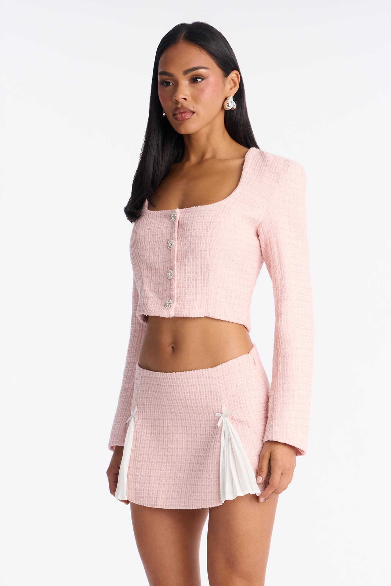 Sugarplum Tweed Skirt Set - Pink/combo