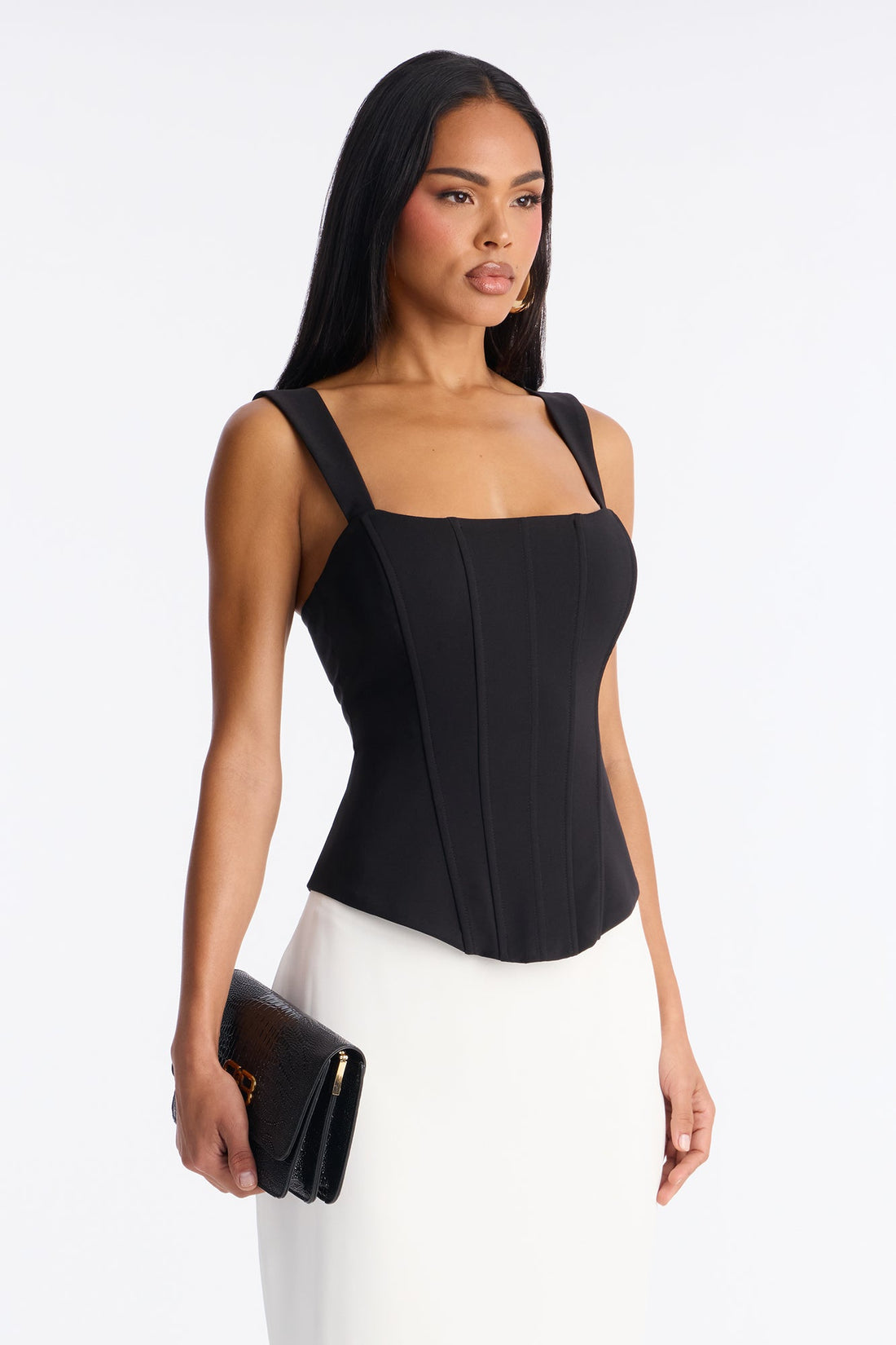 Heartbeat Embrace Corset Maxi Skirt Set - Black/White