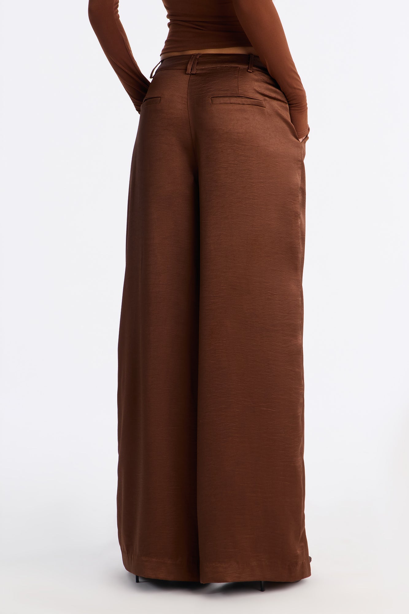 Romance Me Satin Trouser - Brown