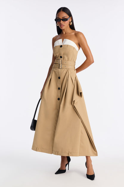 Tailored Grace Maxi Dress - Khaki