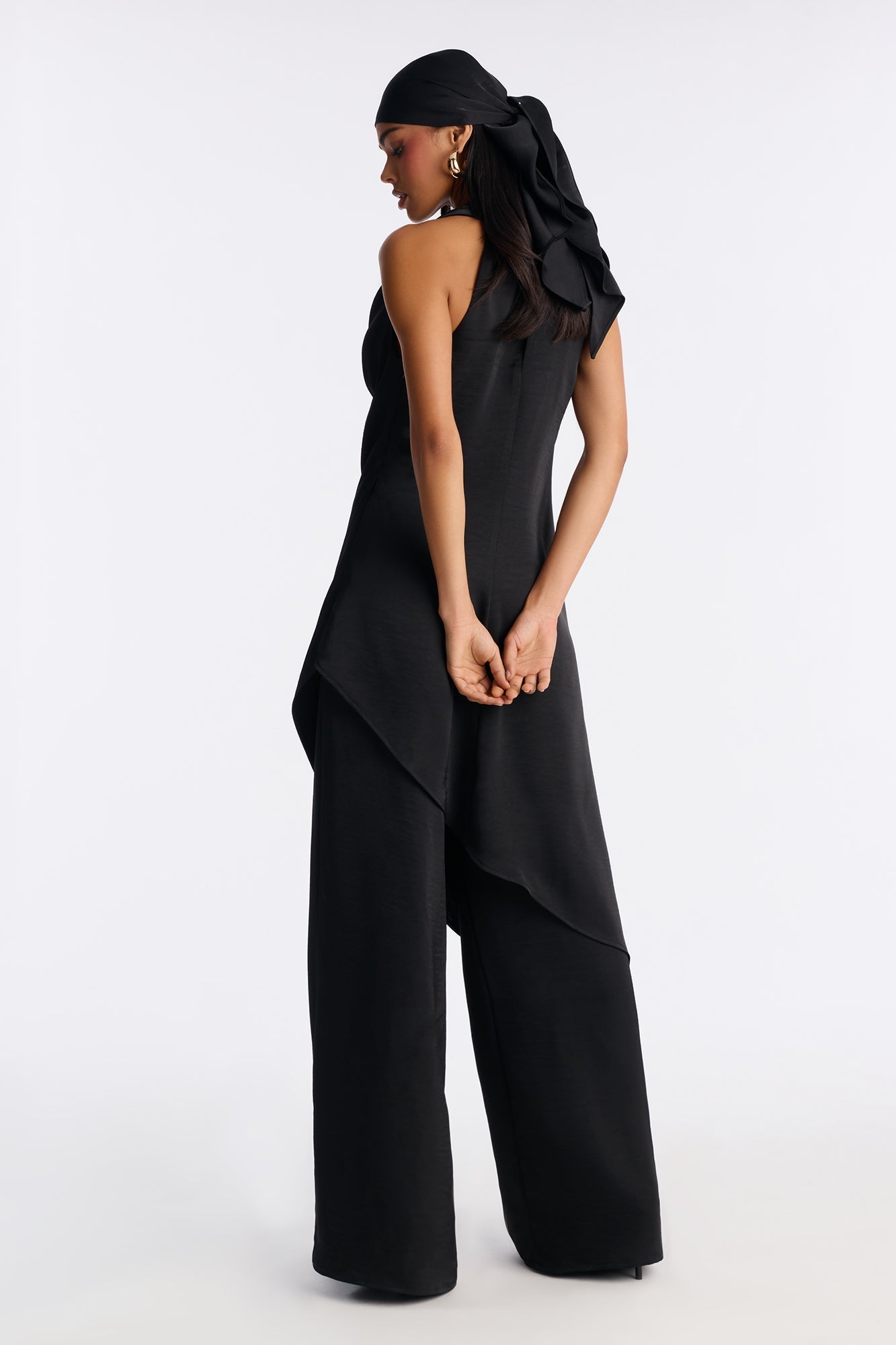 Kalina Cowlneck 2 Piece Jumpsuit Set - Black