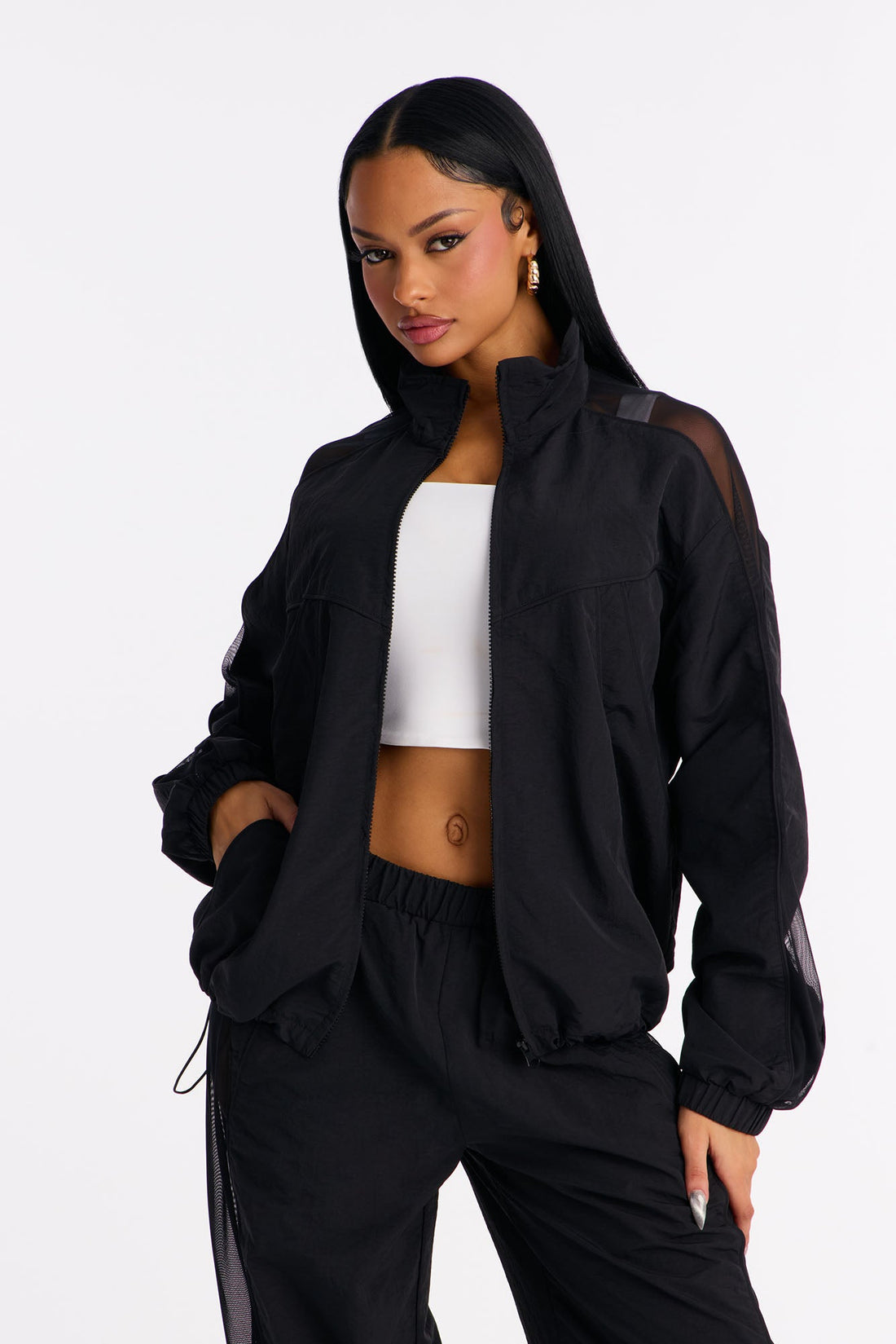 Airwave Motion Windbreaker Zip Up Jacket - Black