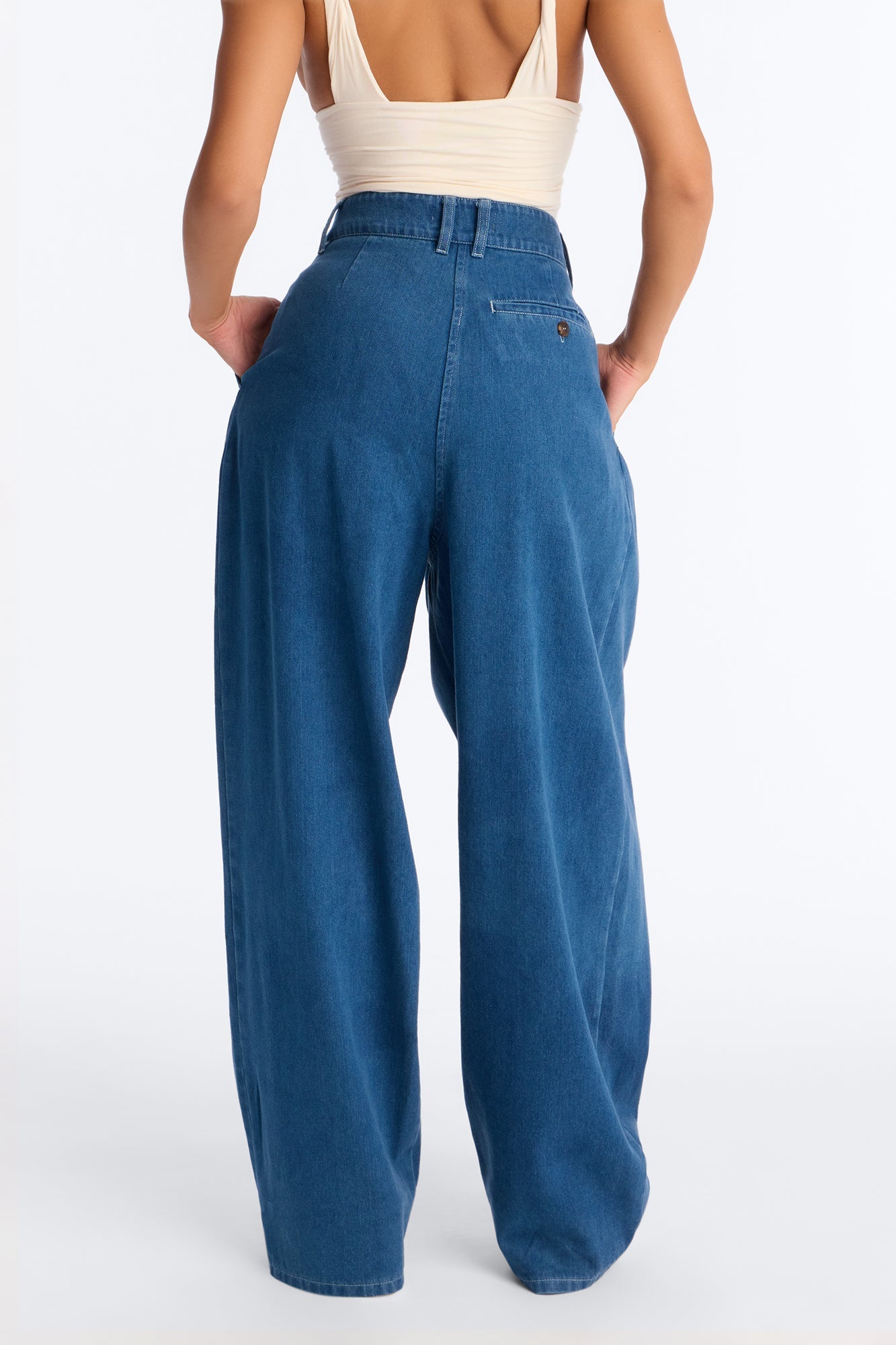 CPH Crossover Pleated Drapey Jeans - Medium Wash