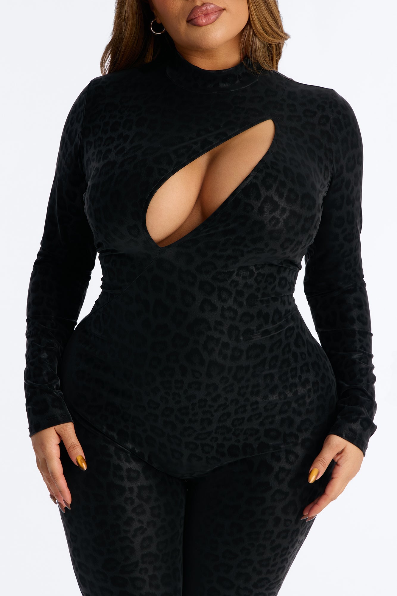Evelyn Cutout Leopard Jumpsuit - Black