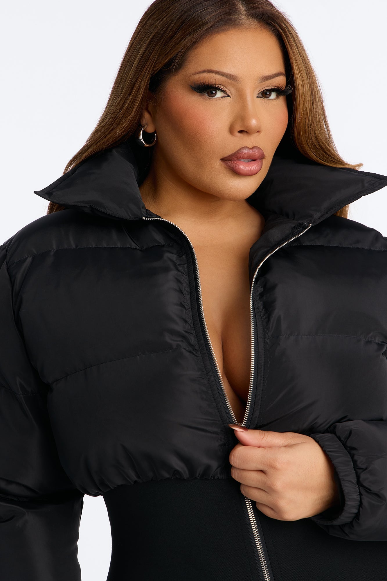 Up Your Alley Puffer Skinny Leg Jumpsuit - Black