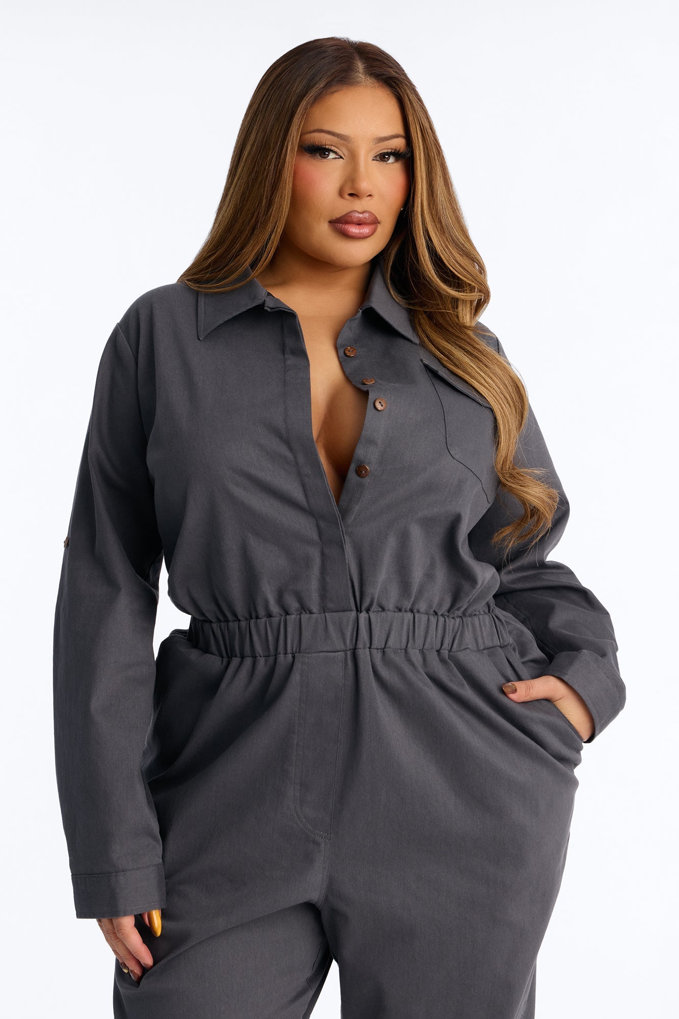 Aviator Babe Jumpsuit - Charcoal