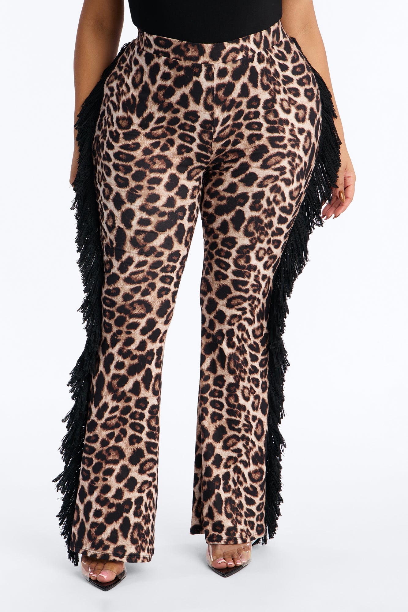 All At Once Leopard Fringe Flare Pant - Leopard