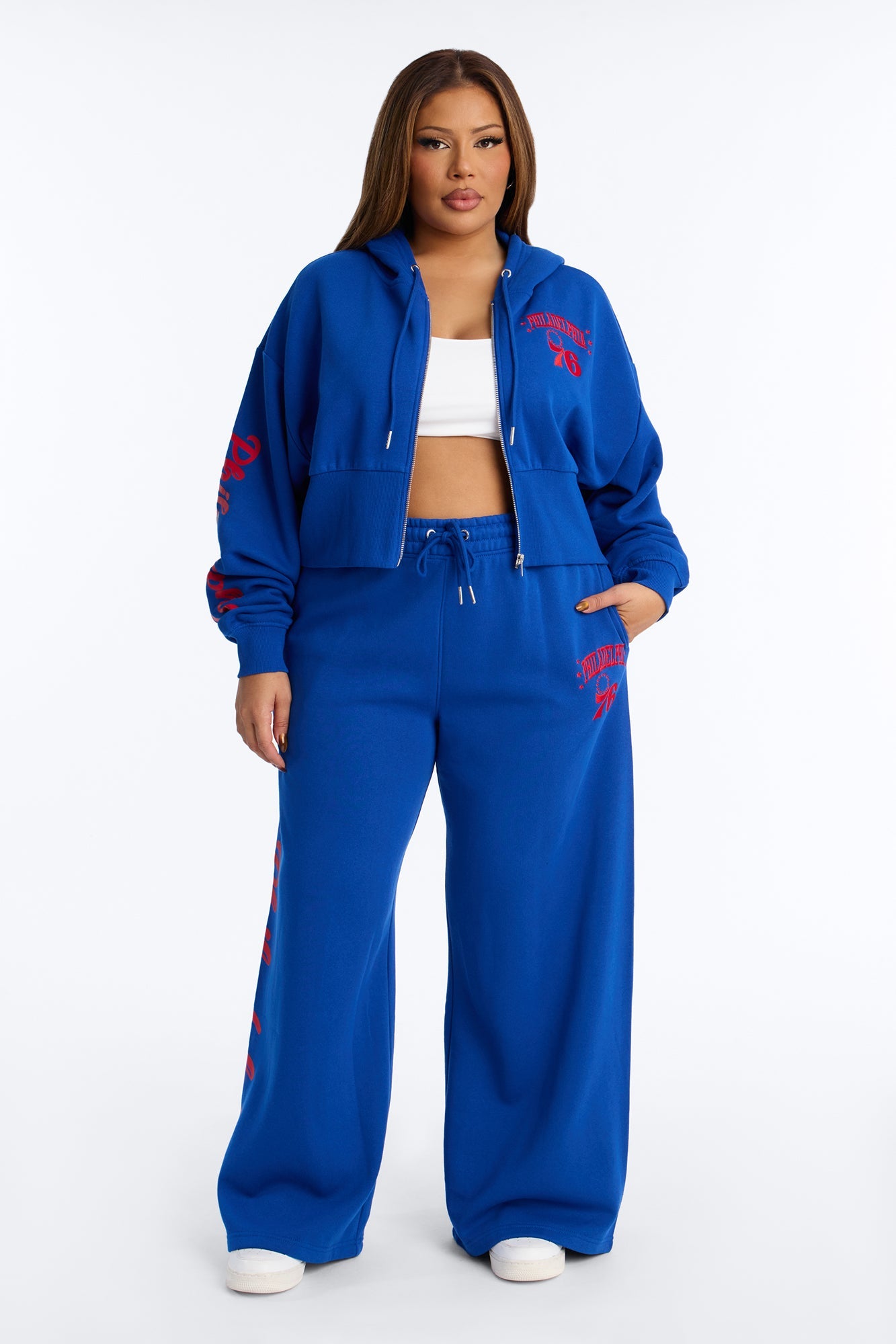 NBA Philadelphia 76ers Fleece Wide Leg Pants - Royal
