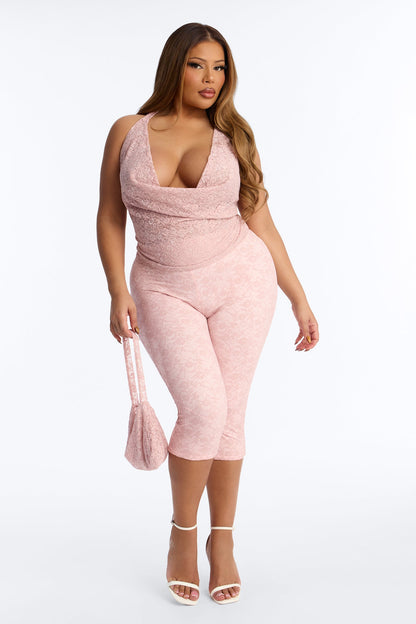 Pretty Please Lace 3 Piece Capri Set - Pink