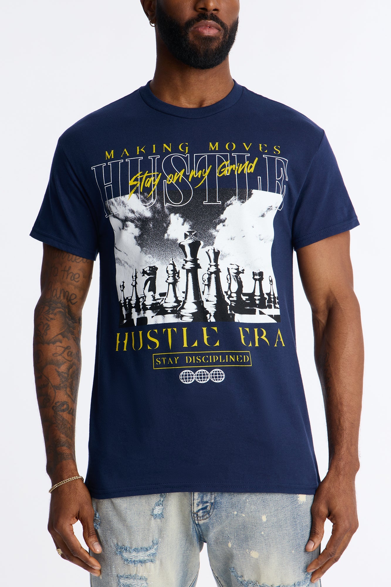 Hustle Era Short Sleeve Tee - Navy