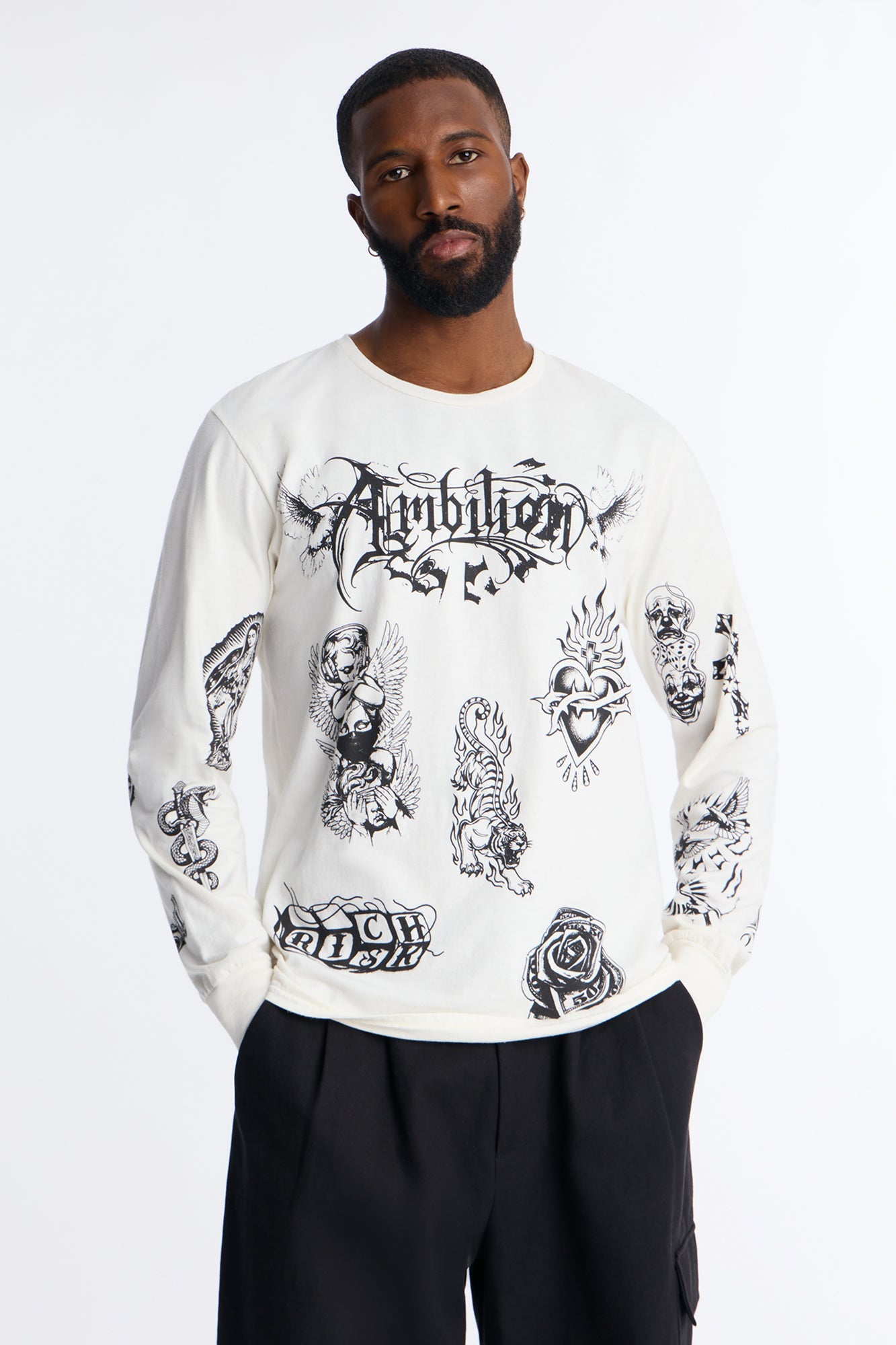 Ambition Oversized Long Sleeve Tee - Natural