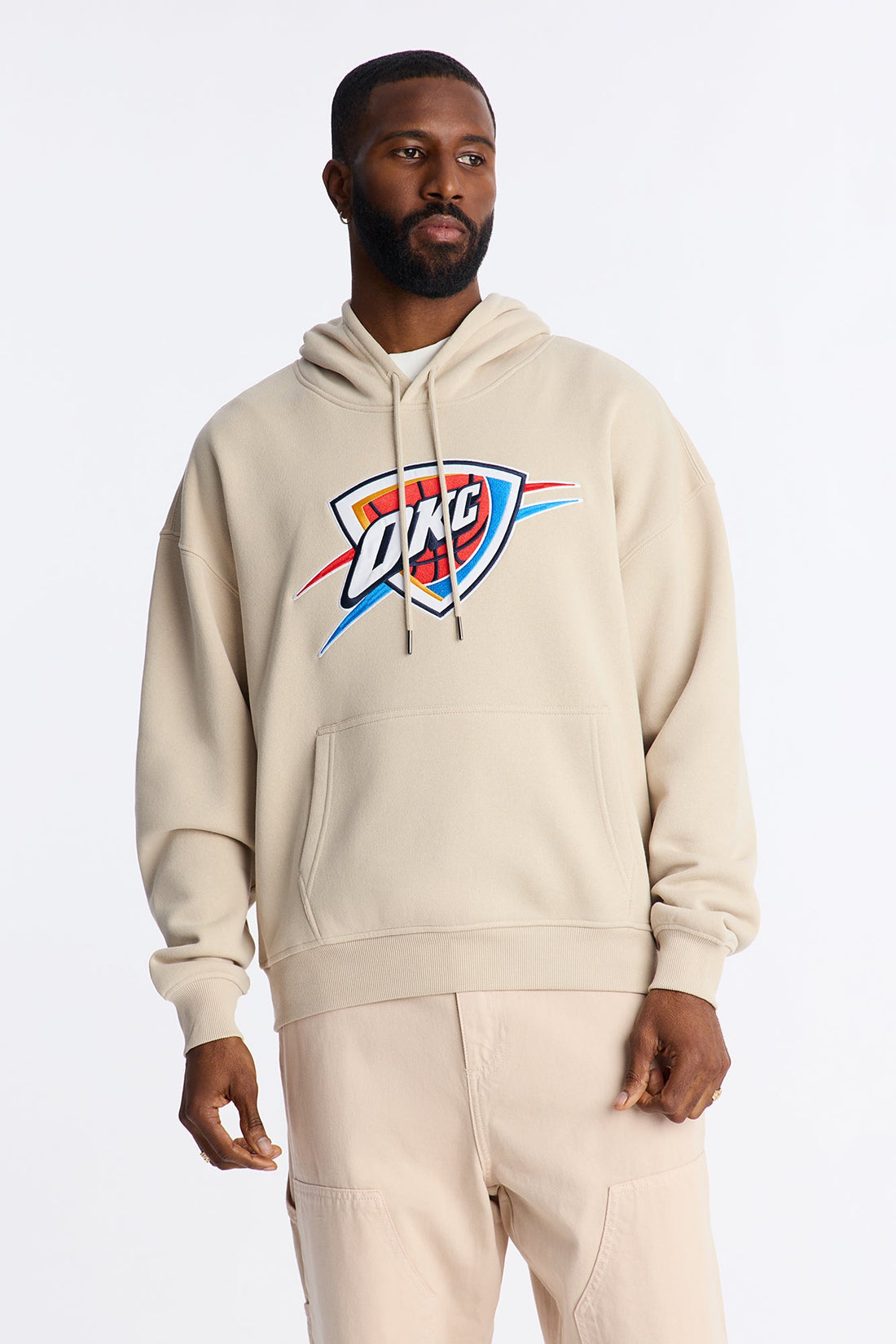 Thunders Old English Embroidery Hoodie - Sand