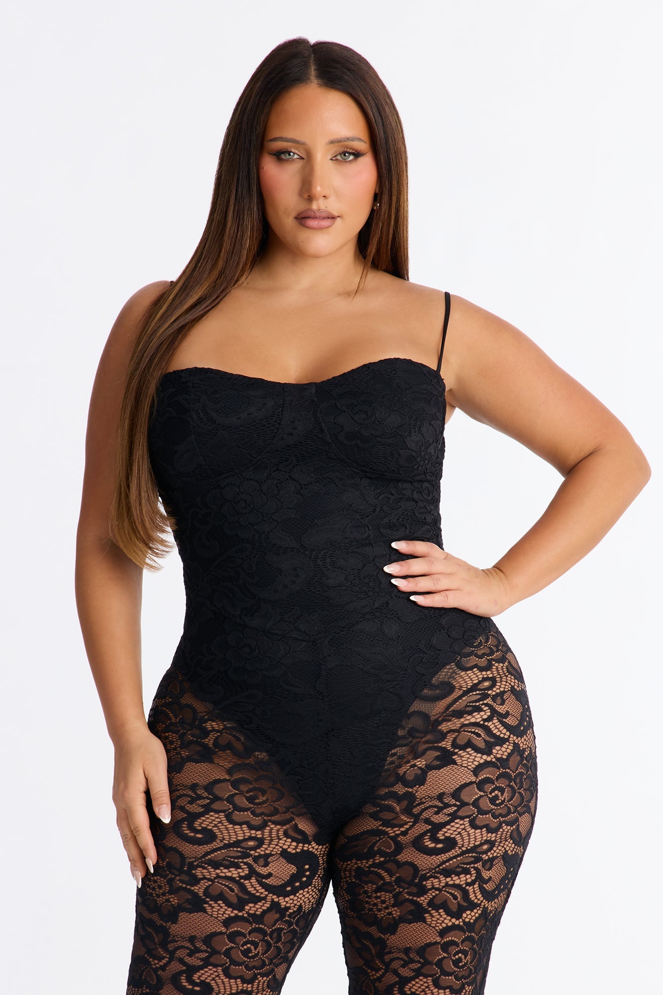 Jenny Lace Flare Leg Jumpsuit - Black