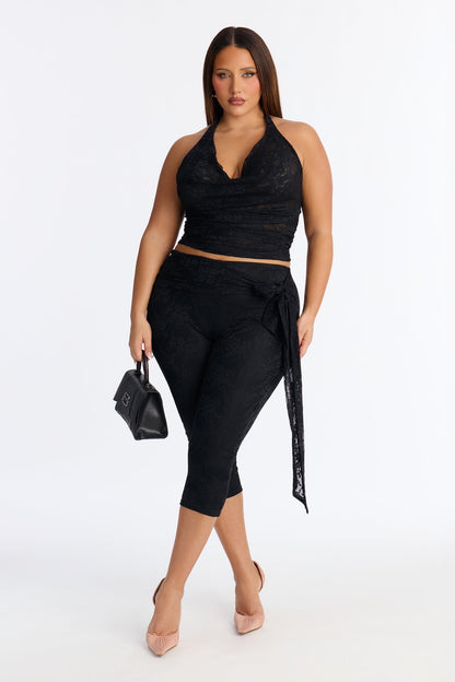 First Crush Halter Lace Capri Set - Black