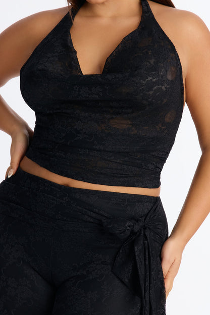 First Crush Halter Lace Capri Set - Black