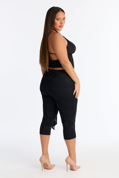 First Crush Halter Lace Capri Set - Black