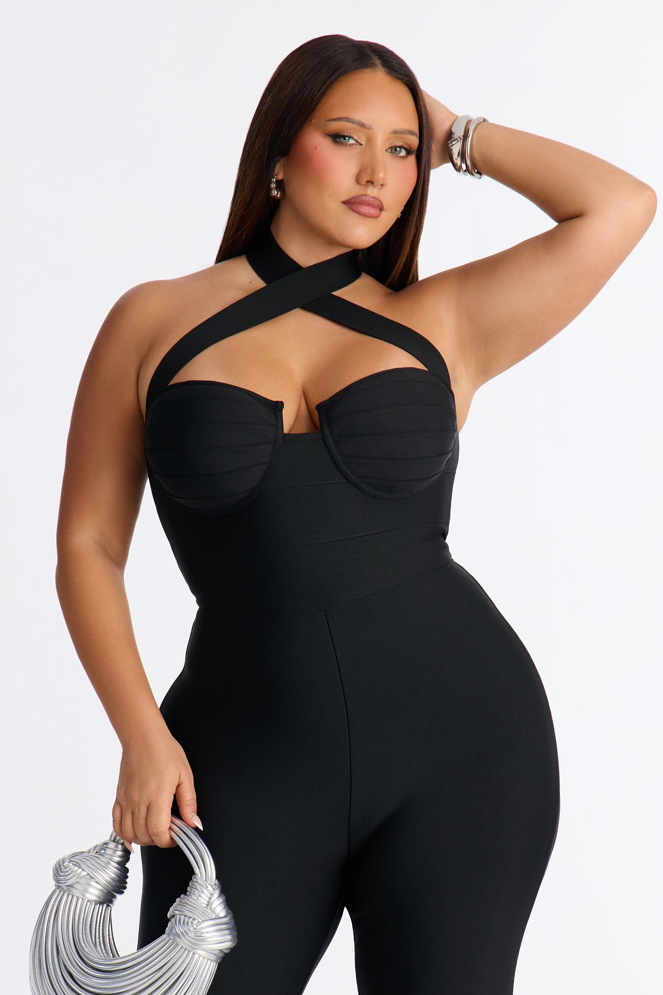 Ciara High Neck Bandage Jumpsuit - Black