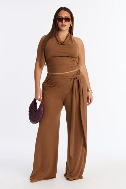 Hannah Halter Top Pant Set - Mocha