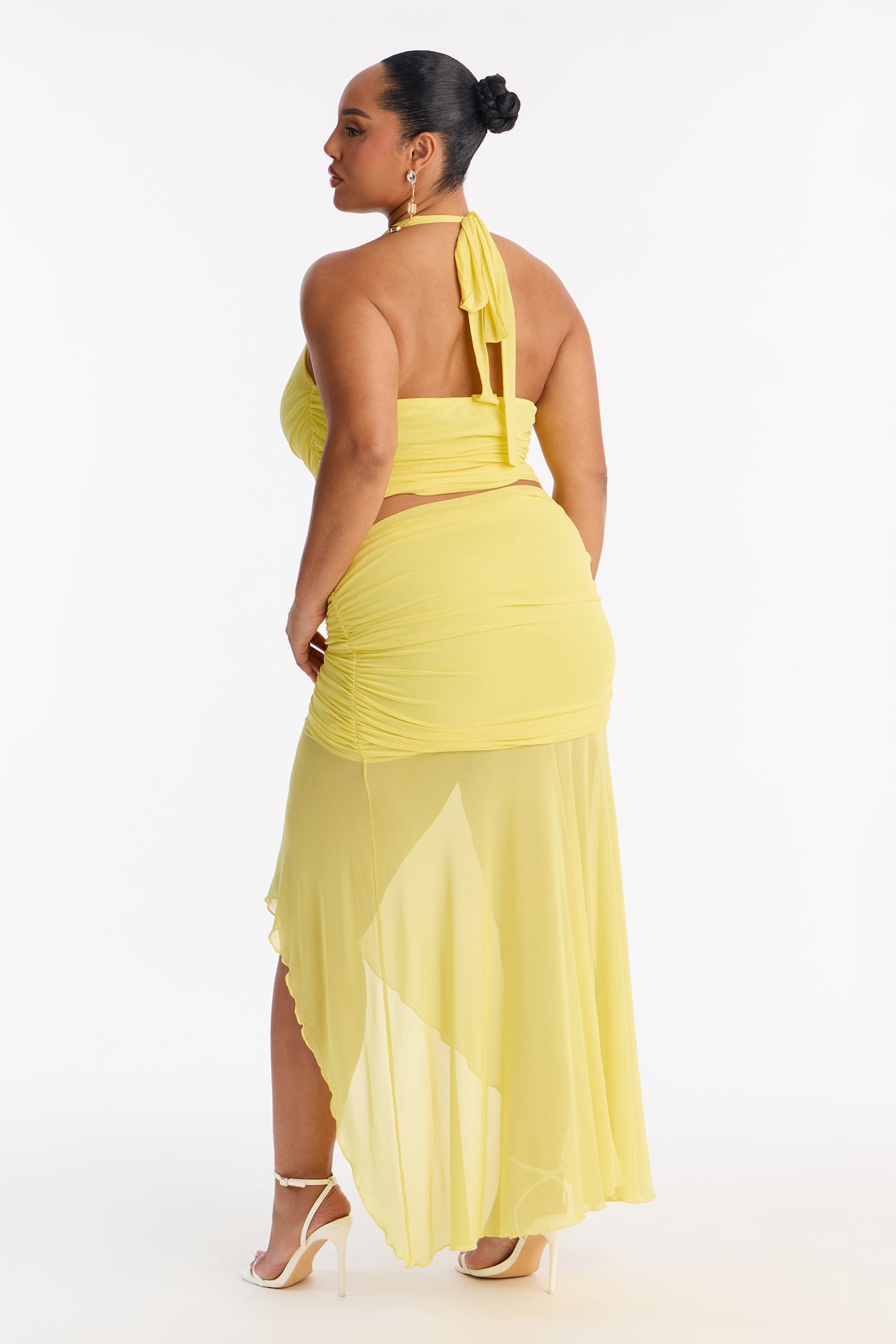 Harlow Mesh Maxi Skirt Set - Yellow