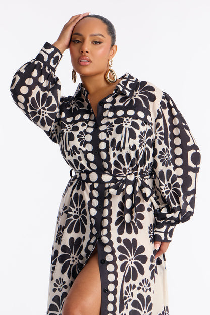 Josephine Floral Midi Dress - Black
