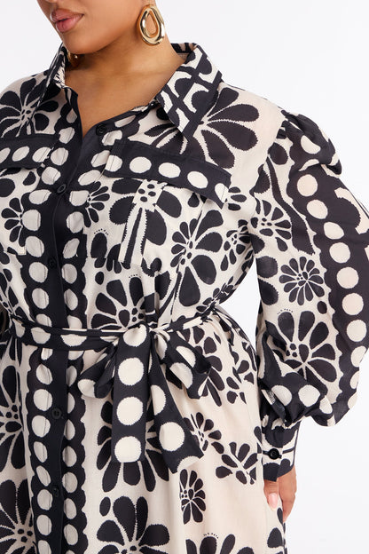 Josephine Floral Midi Dress - Black