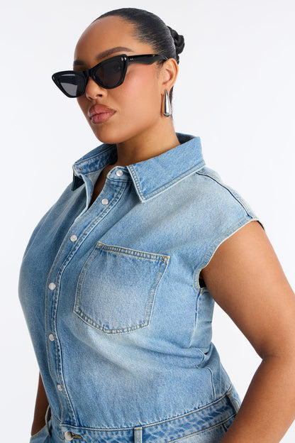Celestine Denim Wide Leg Jumpsuit - Medium Wash