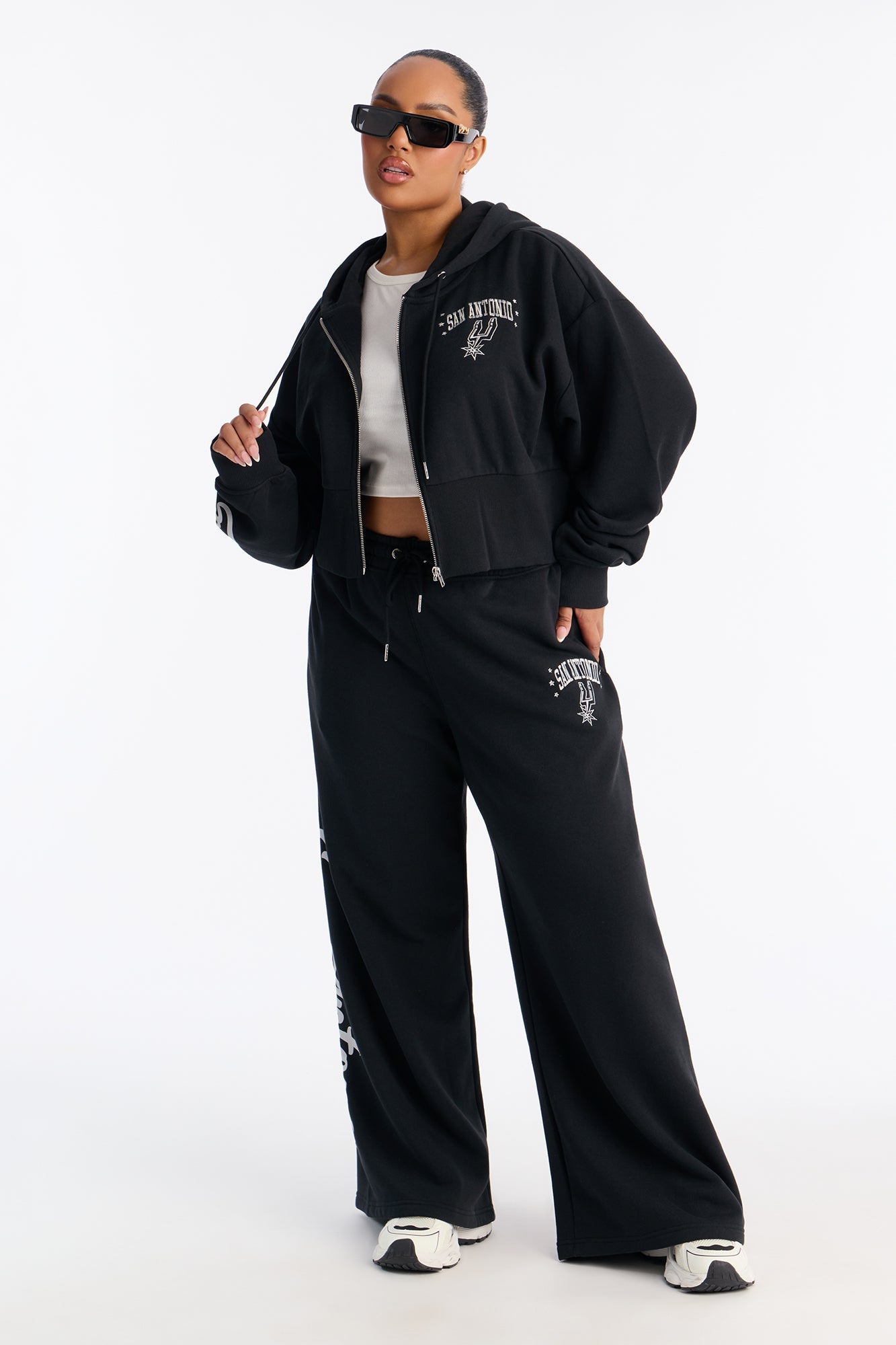 NBA San Antonio Spurs Fleece Wide Leg Pants - Black