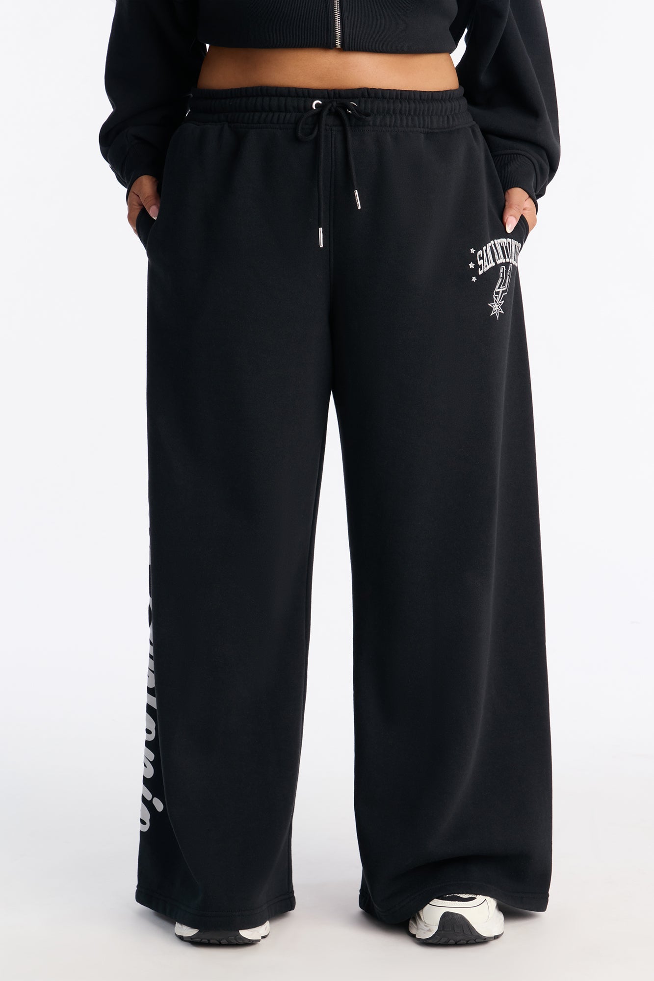 NBA San Antonio Spurs Fleece Wide Leg Pants - Black
