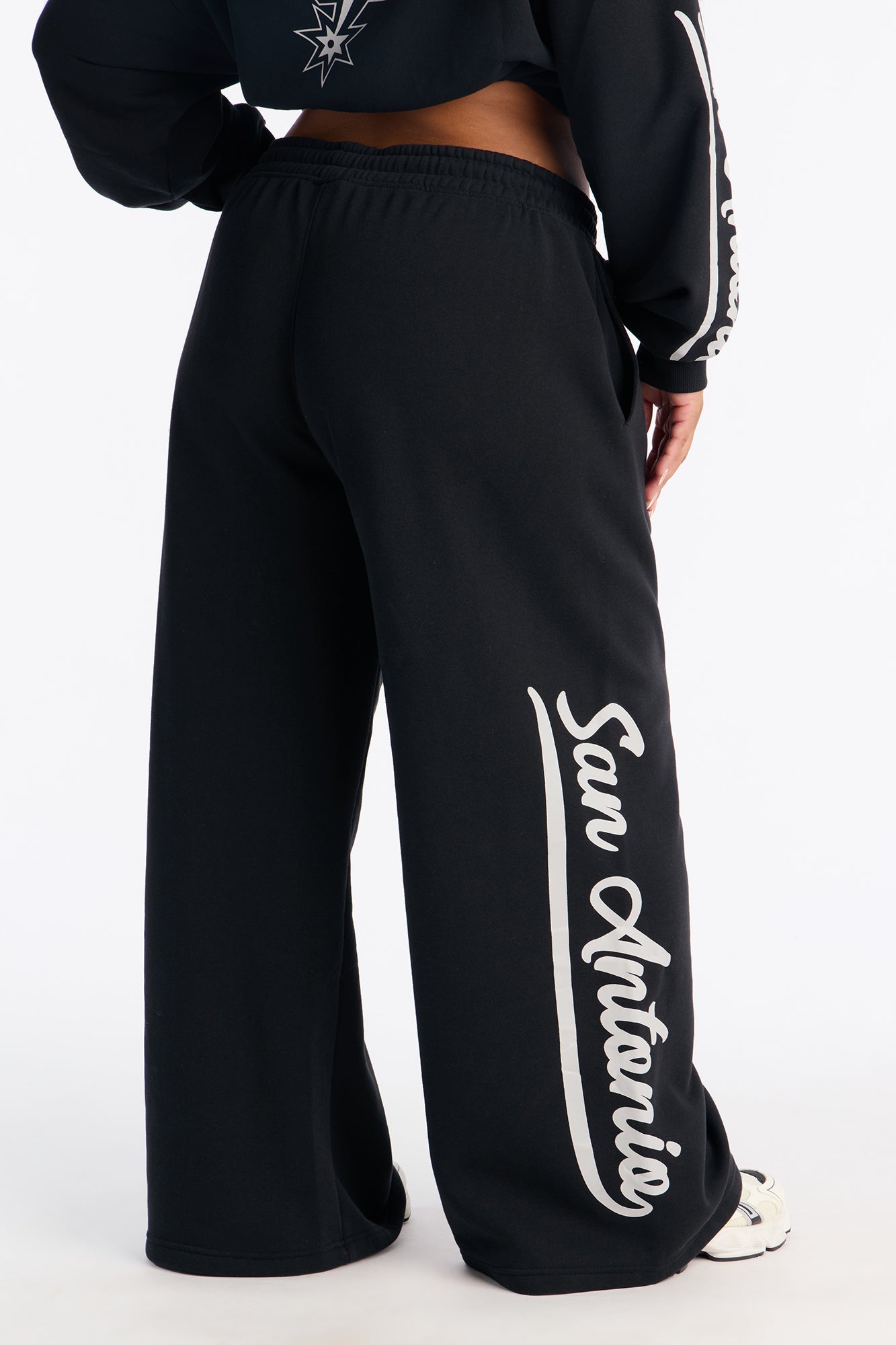 NBA San Antonio Spurs Fleece Wide Leg Pants - Black