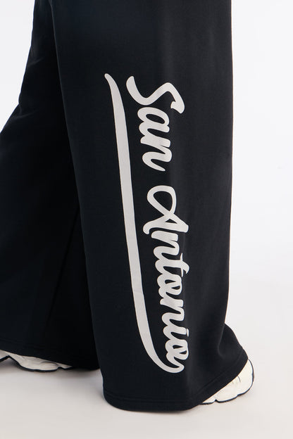NBA San Antonio Spurs Fleece Wide Leg Pants - Black
