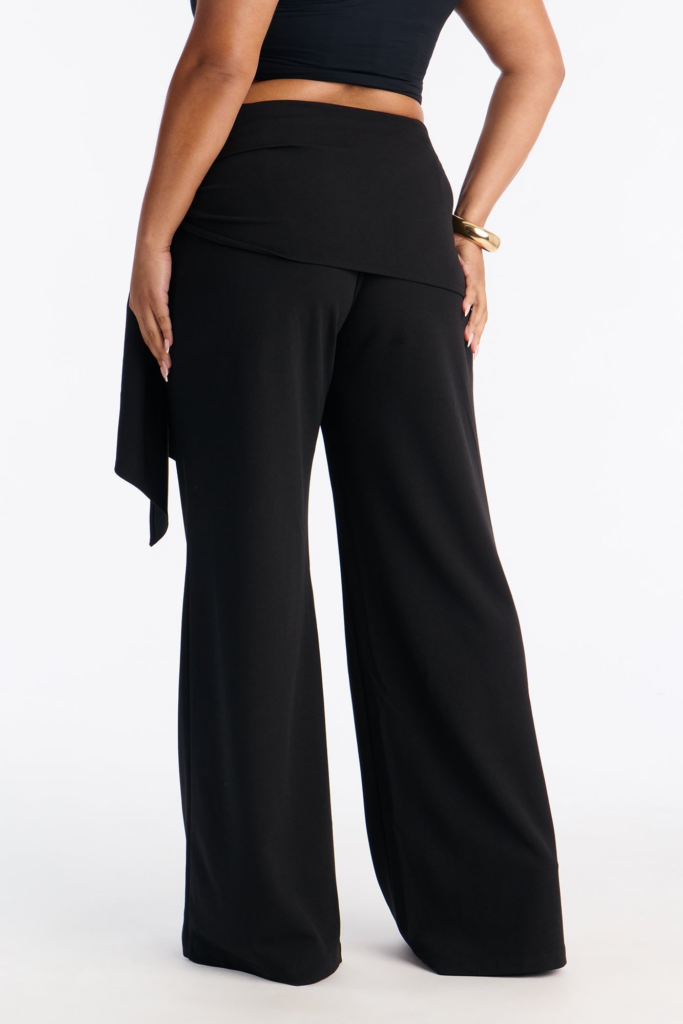 Megan Waist Tie Trouser Pant 34″ - Black
