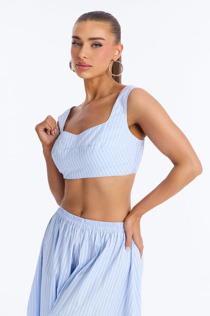 Henney Striped Balloon Pant Set - Blue/combo