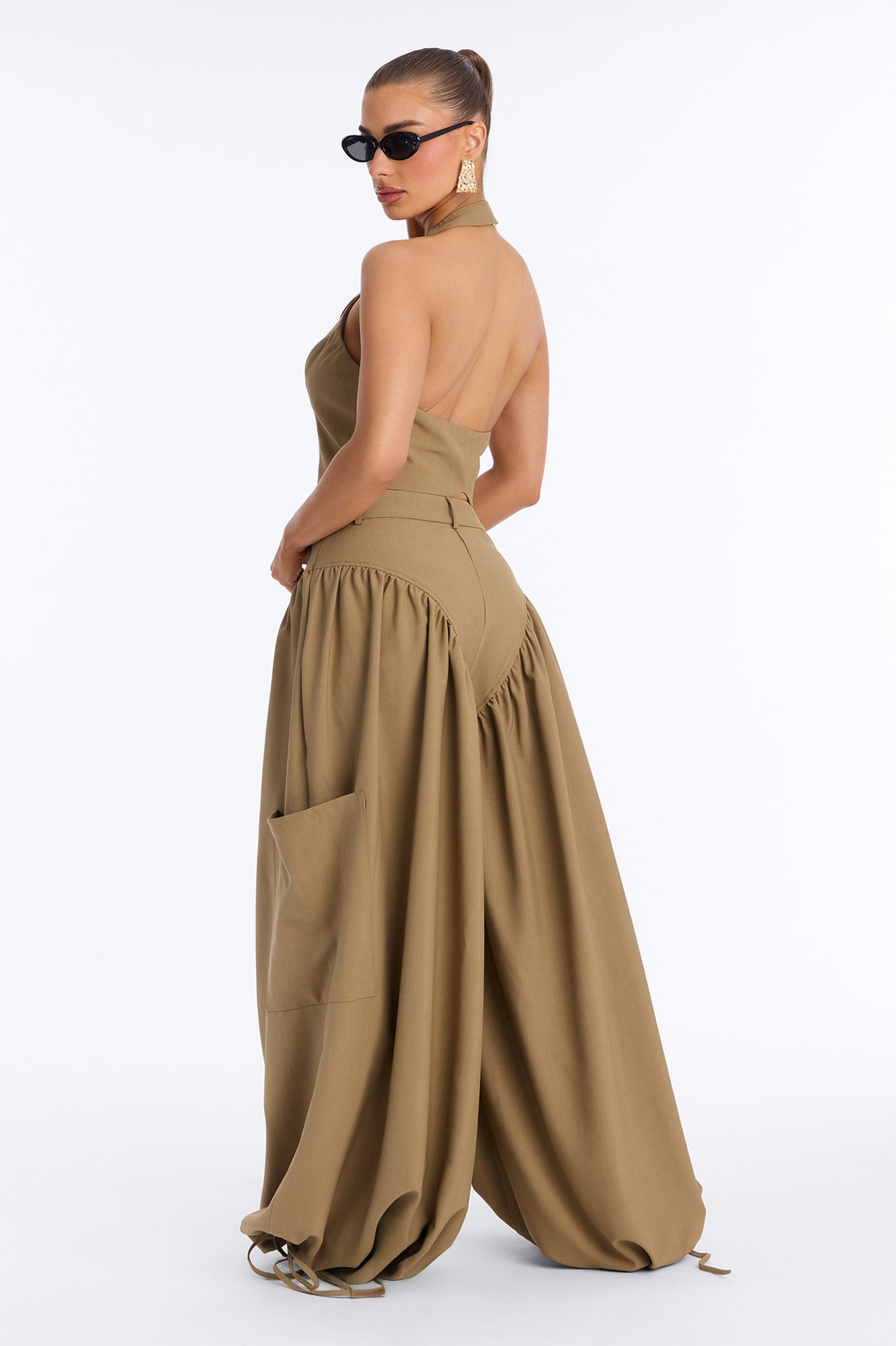 Cocktail &amp; Confidence Balloon Pant Set - Khaki