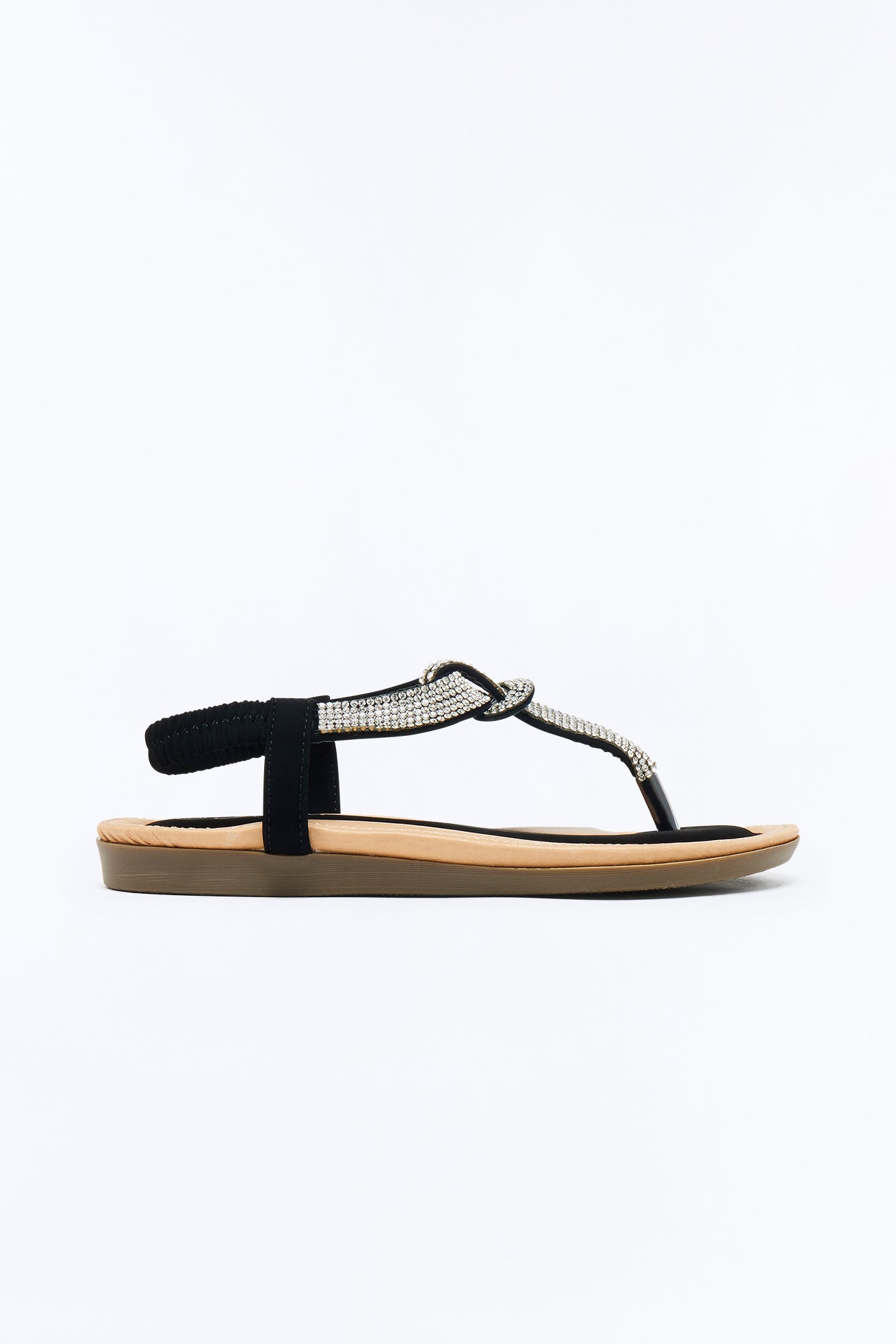 Erita Rhinestone Ankle Strap Sandals - Black