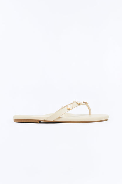 Squishy Charm Flip Flops - Cream