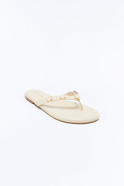 Squishy Charm Flip Flops - Cream