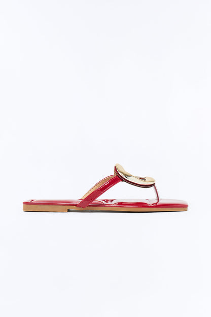 Lachlan Hardware Patent Flip Flops - Burgundy