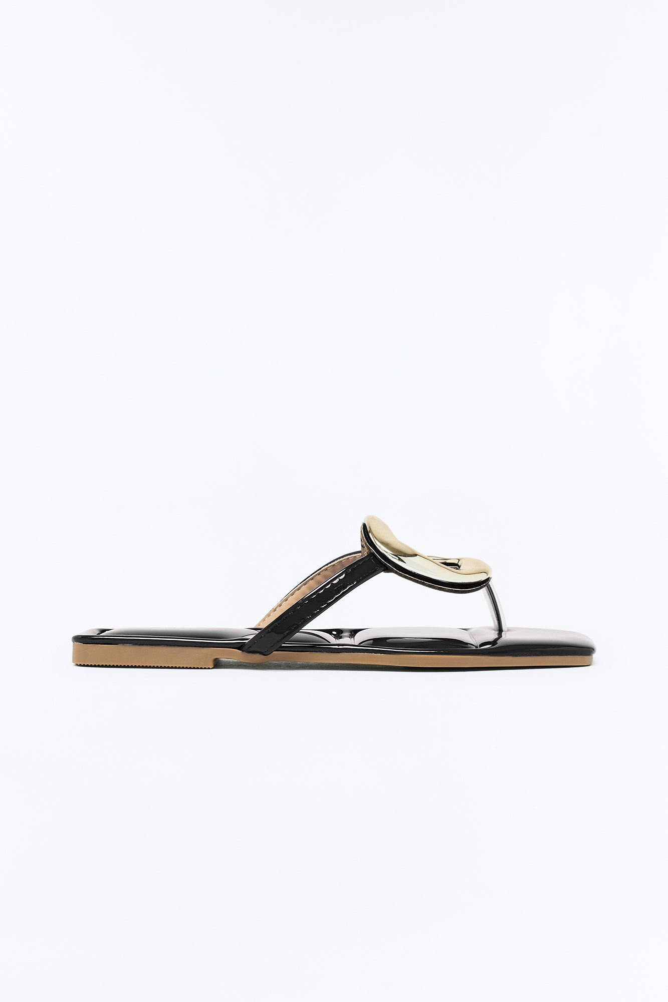 Lachlan Hardware Patent Flip Flops - Black